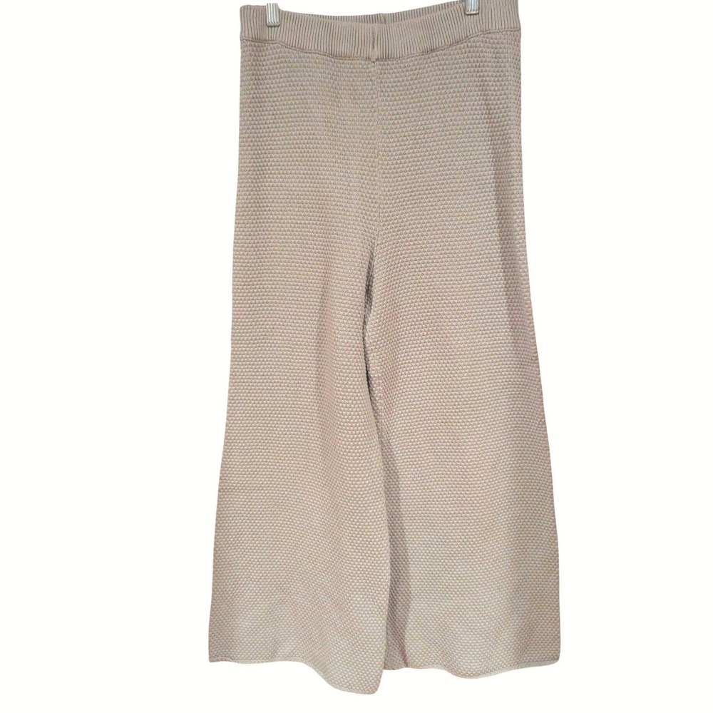 Free‎ People Beach Knit Wide Leg Pants S Green Haylee Cotton Boho Lounge Relaxed